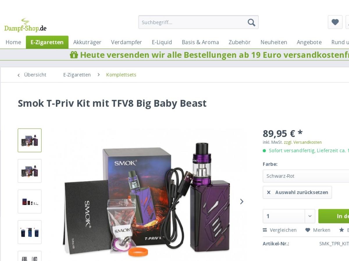 Smok T-Priv Kit mit TFV8 Big Baby Beast | E-Zigaretten | Dampf-Shop.de - Ihr E-Zigaretten Shop