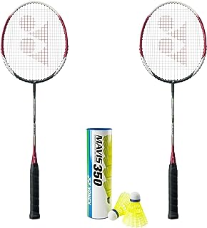 YONEX Astrox 99 Play (2 Schläger) und 1 Tube Mavis 350 Gelb Medium Federball Badminton Combo Set