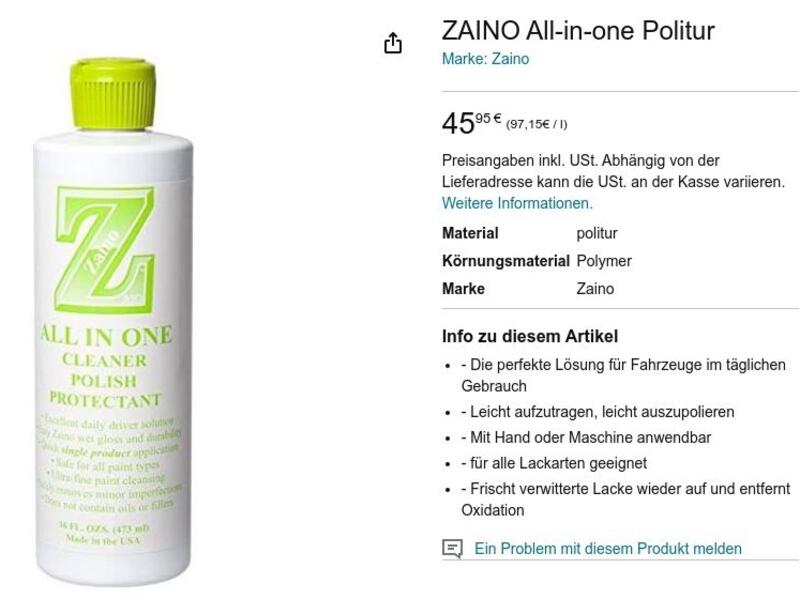 ZAINO All-in-one Politur : Amazon.de: Auto 